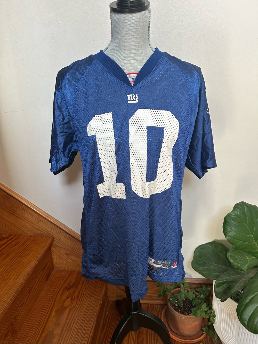 Eli Manning NY Giants Reebok Navy Blue Football Jersey with White #10